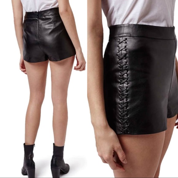 Topshop Pants - Topshop High Waist Faux Leather Shorts